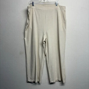 Draper’s & Damon’s Pull On Wide Leg Linen Blend Pants 2x Cream Cropped Capri